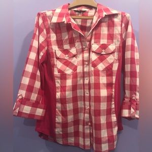 Zac & Rachel large, button down top.